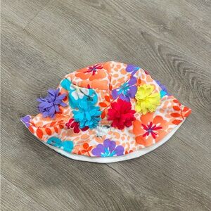 Koala Kids Orange Floral Hat with Colorful Blooms